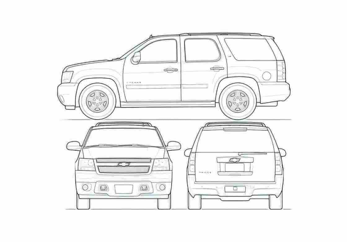 Blueprint Chevrolet Tahoe SUV 2009 A4 Photo Print