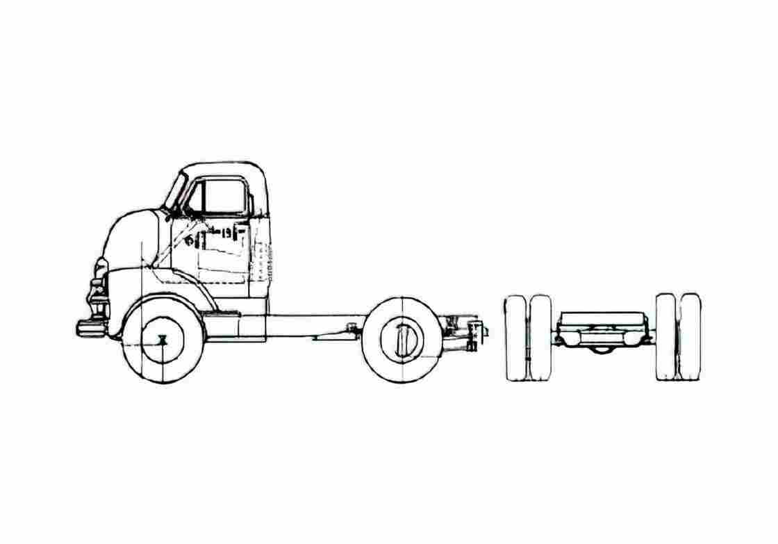 Blueprint Chevrolet Tractor Chassis 5103 Truck 1954 A4 Photo Print