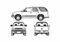 Blueprint Chevrolet TrailBlazer 5 door SUV 1999 A4 Photo Print
