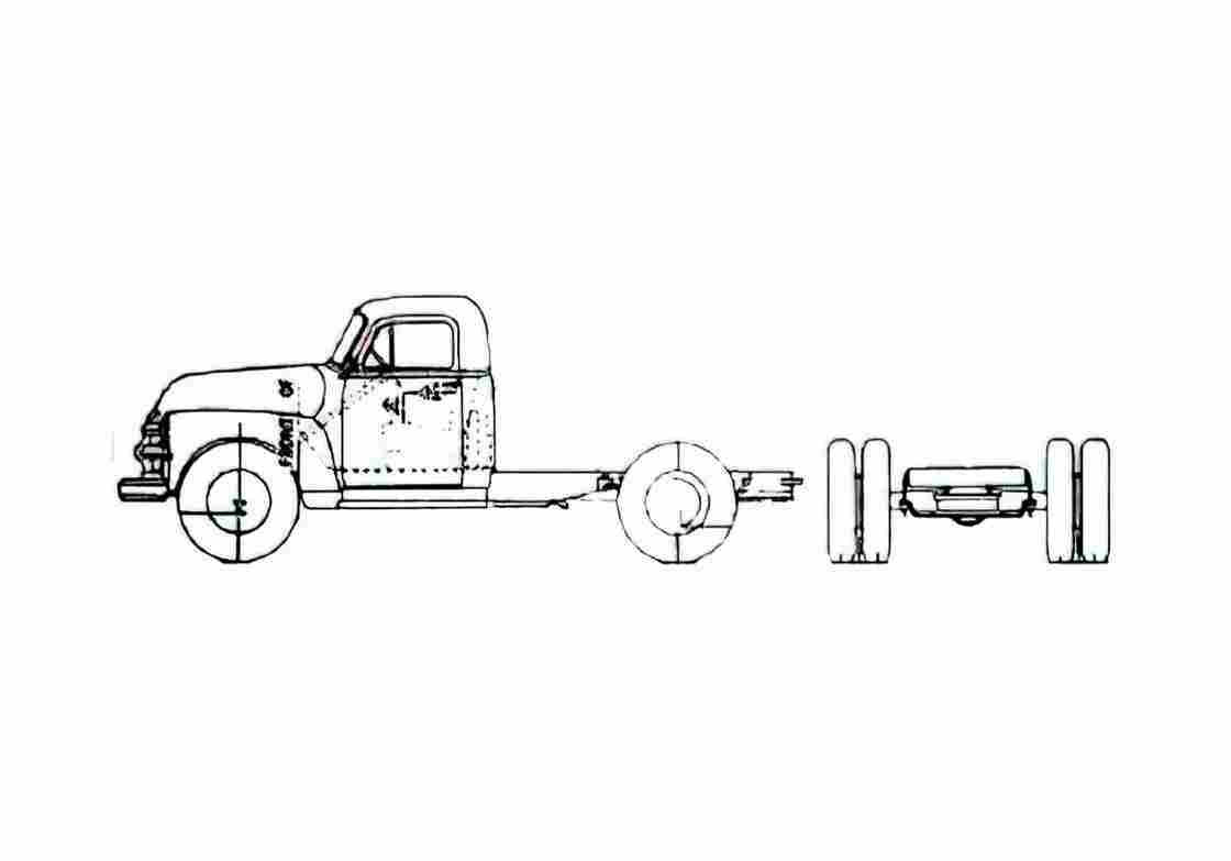 Blueprint Chevrolet Truck Chassis 6103 Truck 1954 A4 Photo Print