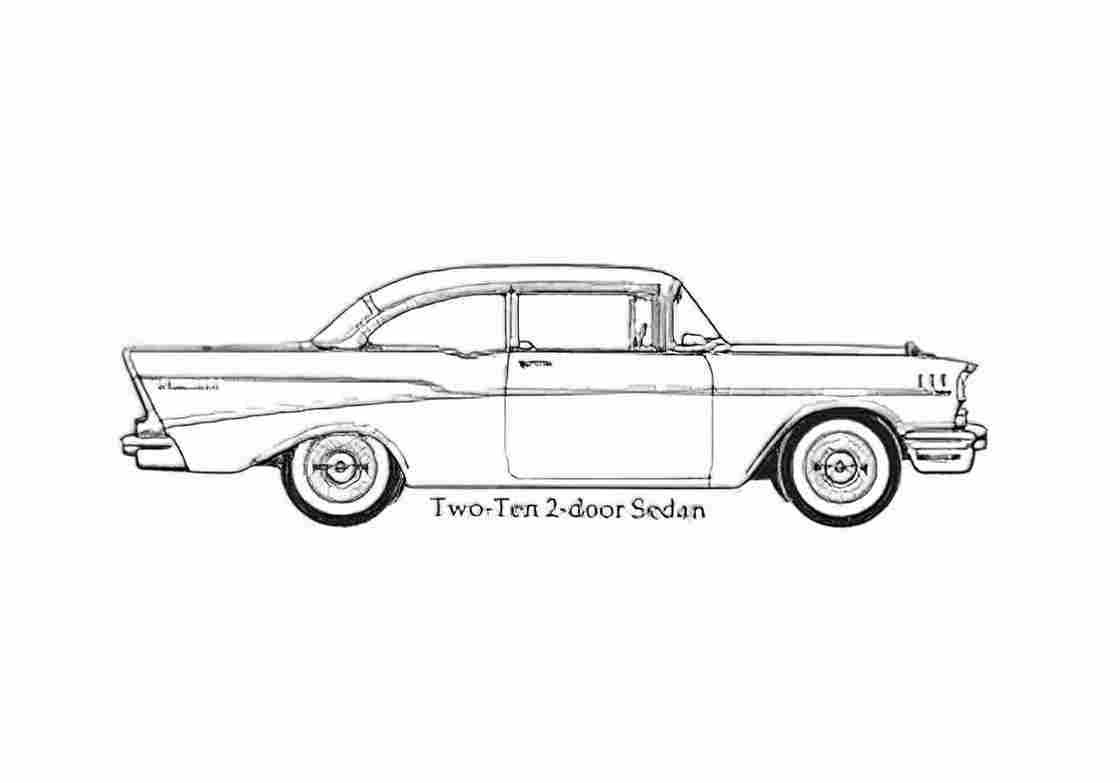 Blueprint Chevrolet Two Ten 2 door Sedan 1957 A4 Photo Print