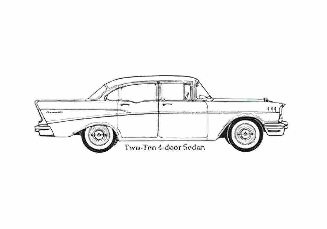 Blueprint Chevrolet Two Ten Sedan 1957 A4 Photo Print