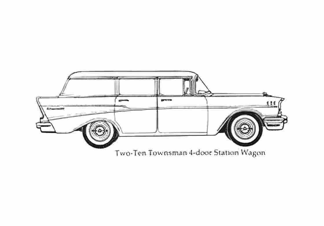 Blueprint Chevrolet Two Ten Townsman Station Wagon 1957 A4 Photo Print