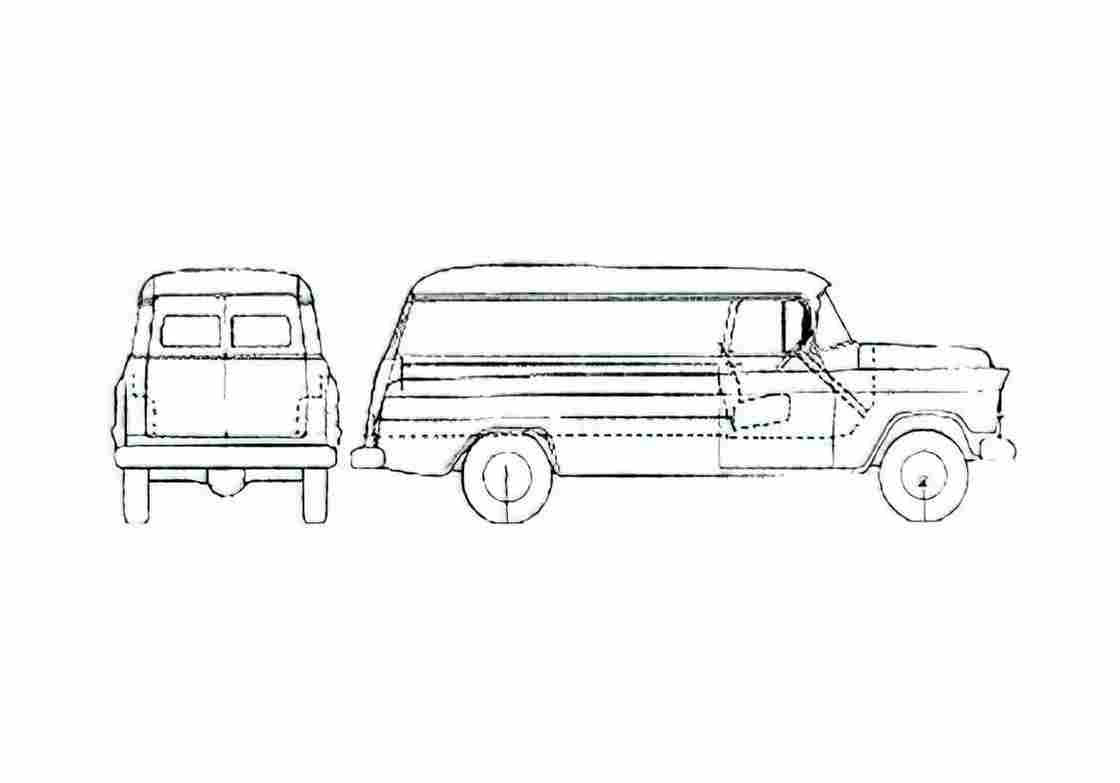 Blueprint Chevrolet Utility Van 1956 A4 Photo Print