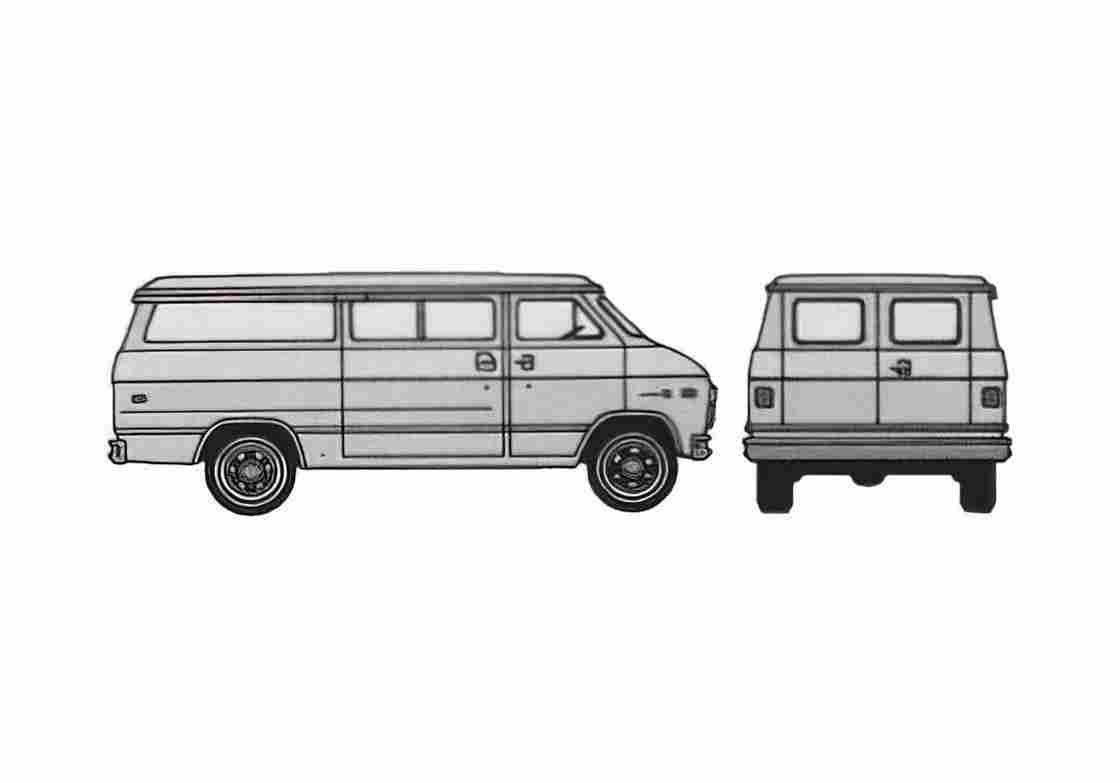 Blueprint Chevrolet Van 1979 A4 Photo Print