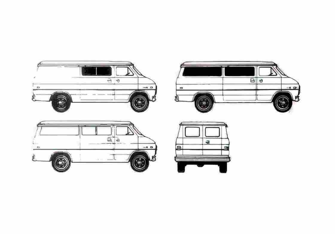 Blueprint Chevrolet Van 1986 A4 Photo Print