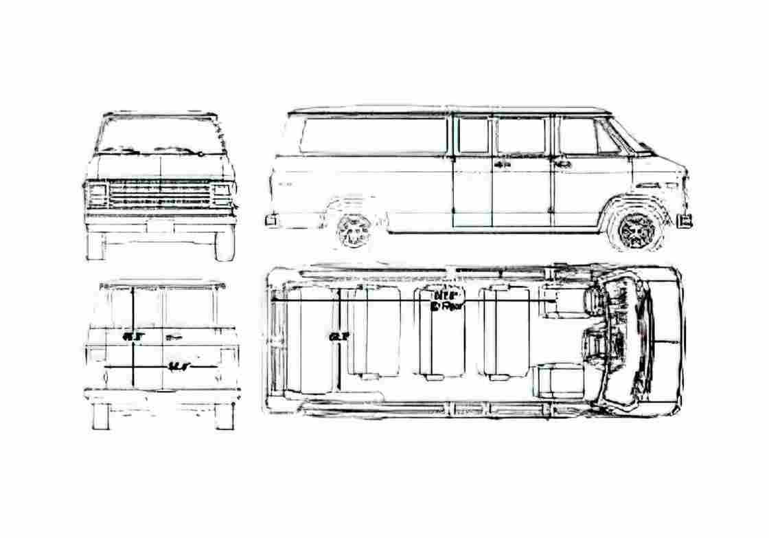 Blueprint Chevrolet Van 1990 A4 Photo Print