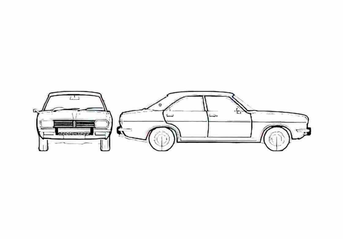 Blueprint Chrysler 2 litres Sedan 1976 A4 Photo Print