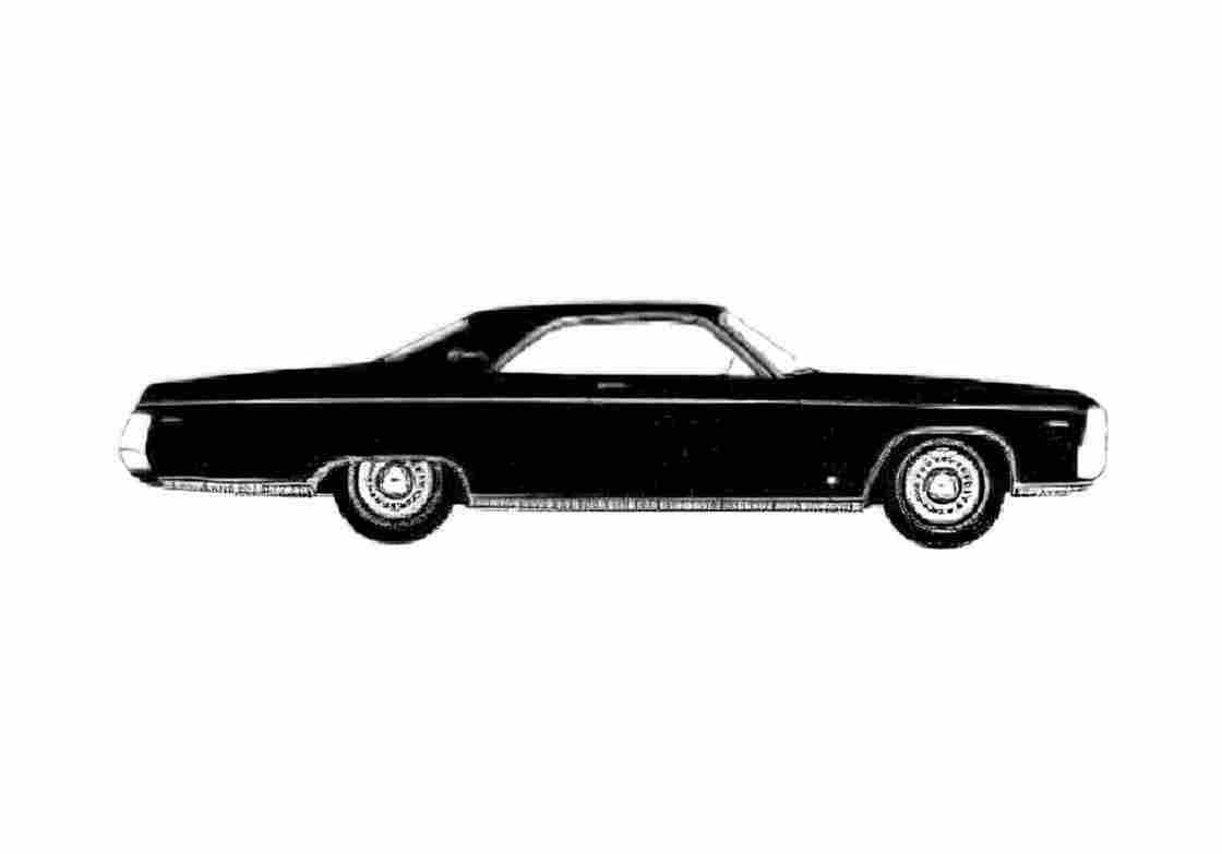Blueprint Chrysler 300 2 door hardtop Sedan 1970 A4 Photo Print