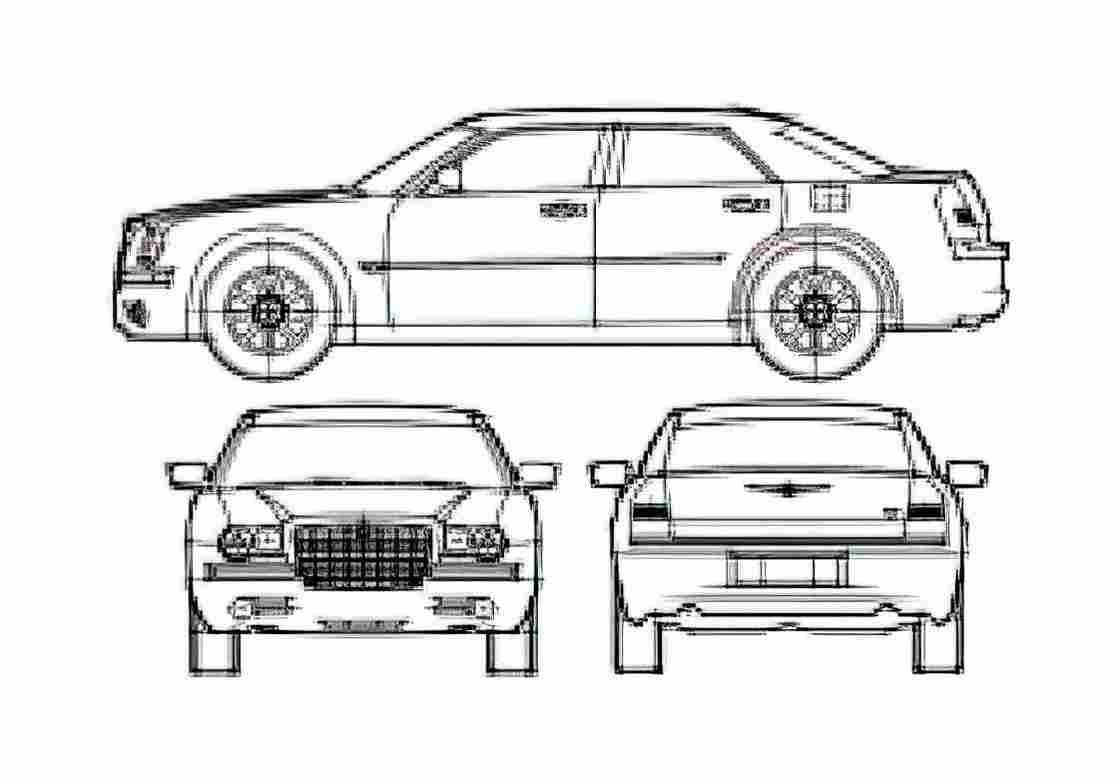 Blueprint Chrysler 300C Sedan 2007 A4 Photo Print