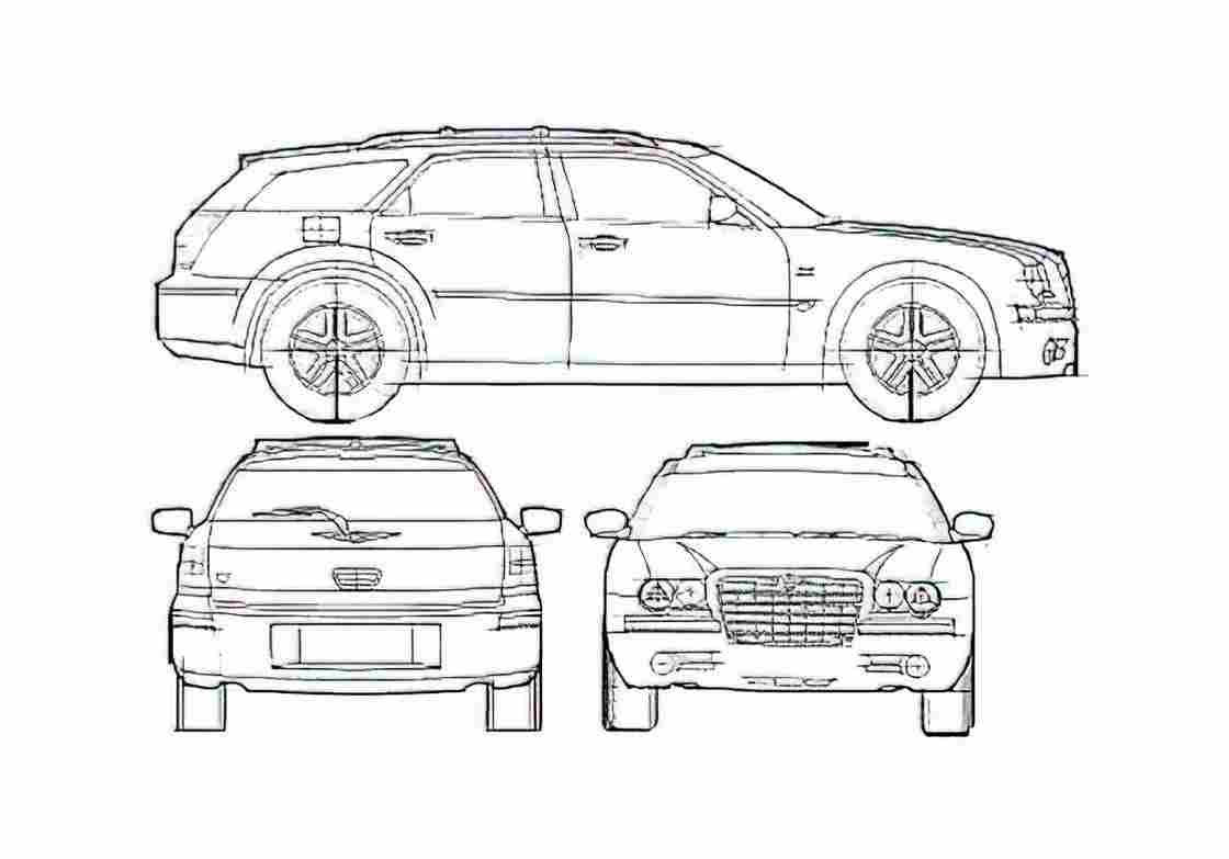 Blueprint Chrysler 300C Touring Wagon 2005 A4 Photo Print