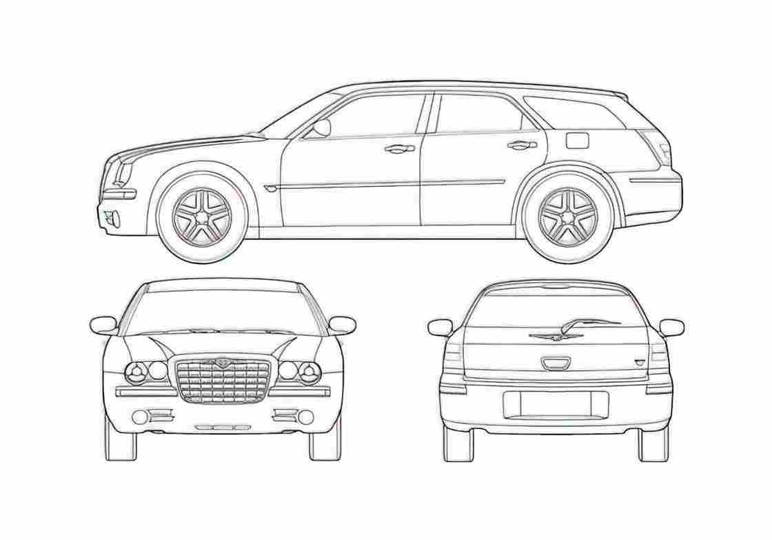 Blueprint Chrysler 300C Wagon 2005 A4 Photo Print