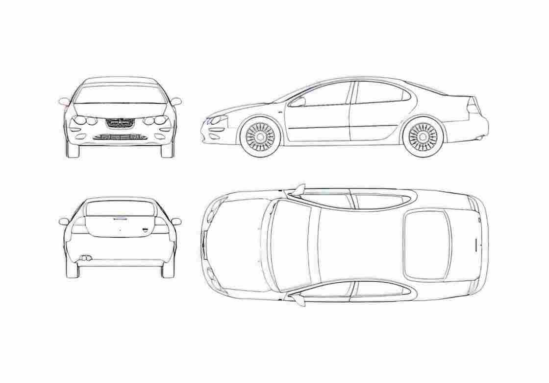 Blueprint Chrysler 300M Sedan 1999 A4 Photo Print