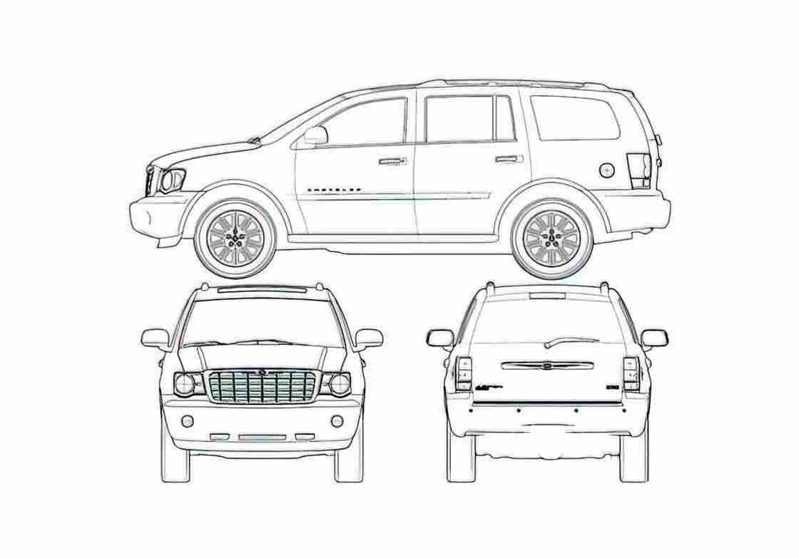 Blueprint Chrysler Aspen SUV 2007 A4 Photo Print