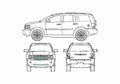 Blueprint Chrysler Aspen SUV 2008 A4 Photo Print