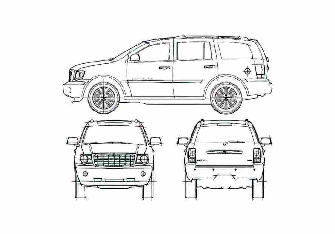 Blueprint Chrysler Aspen SUV 2008 A4 Photo Print