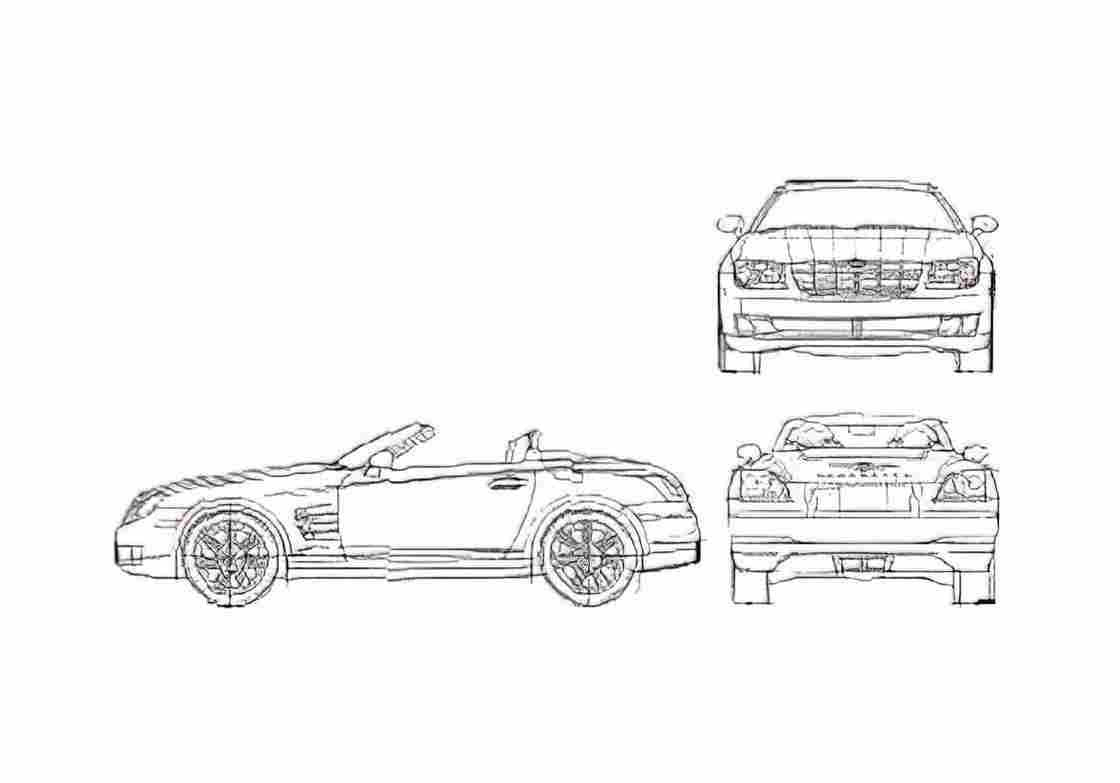 Blueprint Chrysler Crossfire Convertible Cabriolet 2005 A4 Photo Print