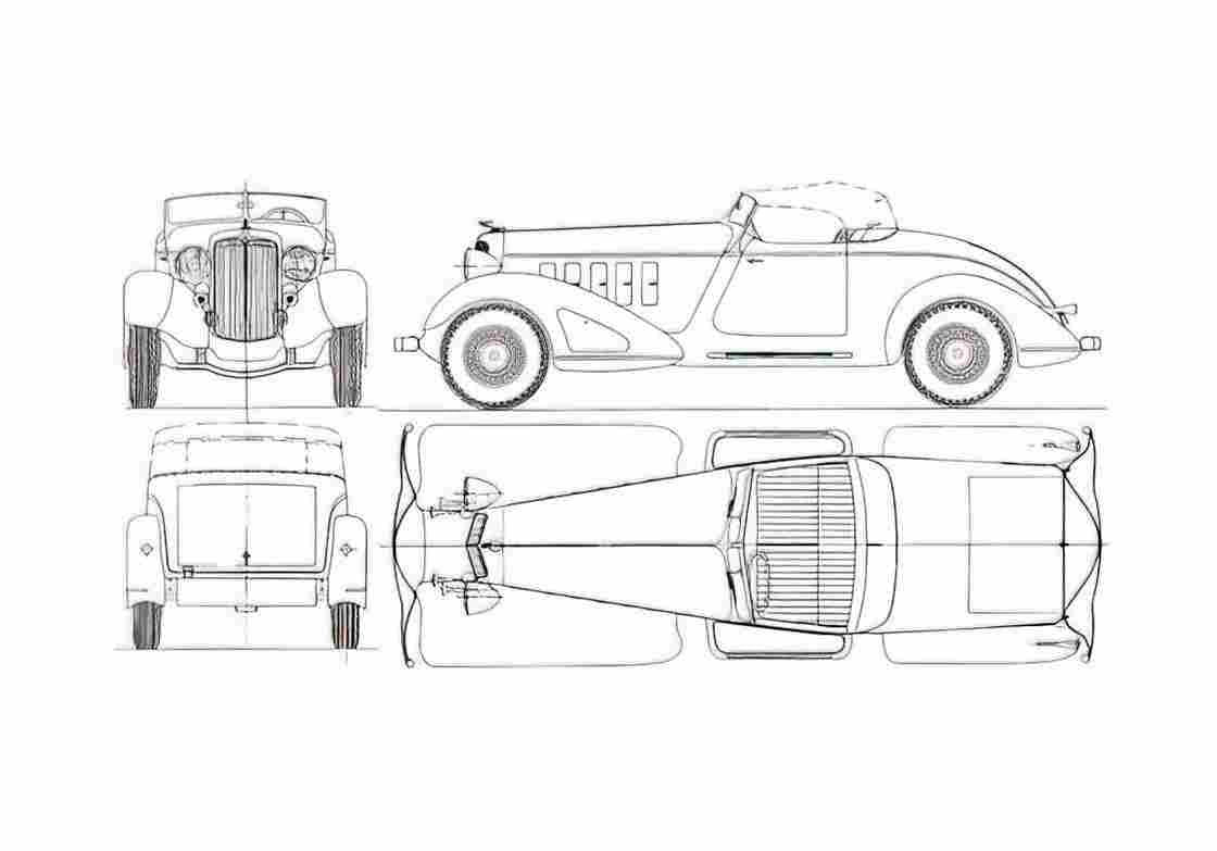 Blueprint Chrysler Custom Imperial Roadster 1932 A4 Photo Print