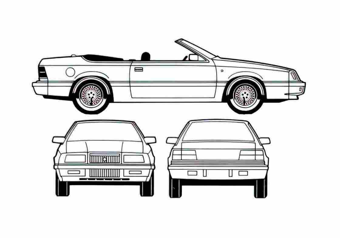 Blueprint Chrysler LeBaron Cabriolet 1990 A4 Photo Print