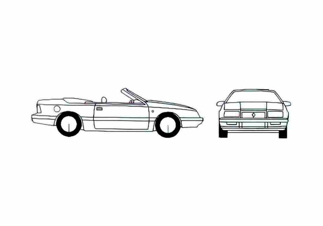 Blueprint Chrysler LeBaron Convertible Cabriolet 1989 A4 Photo Print