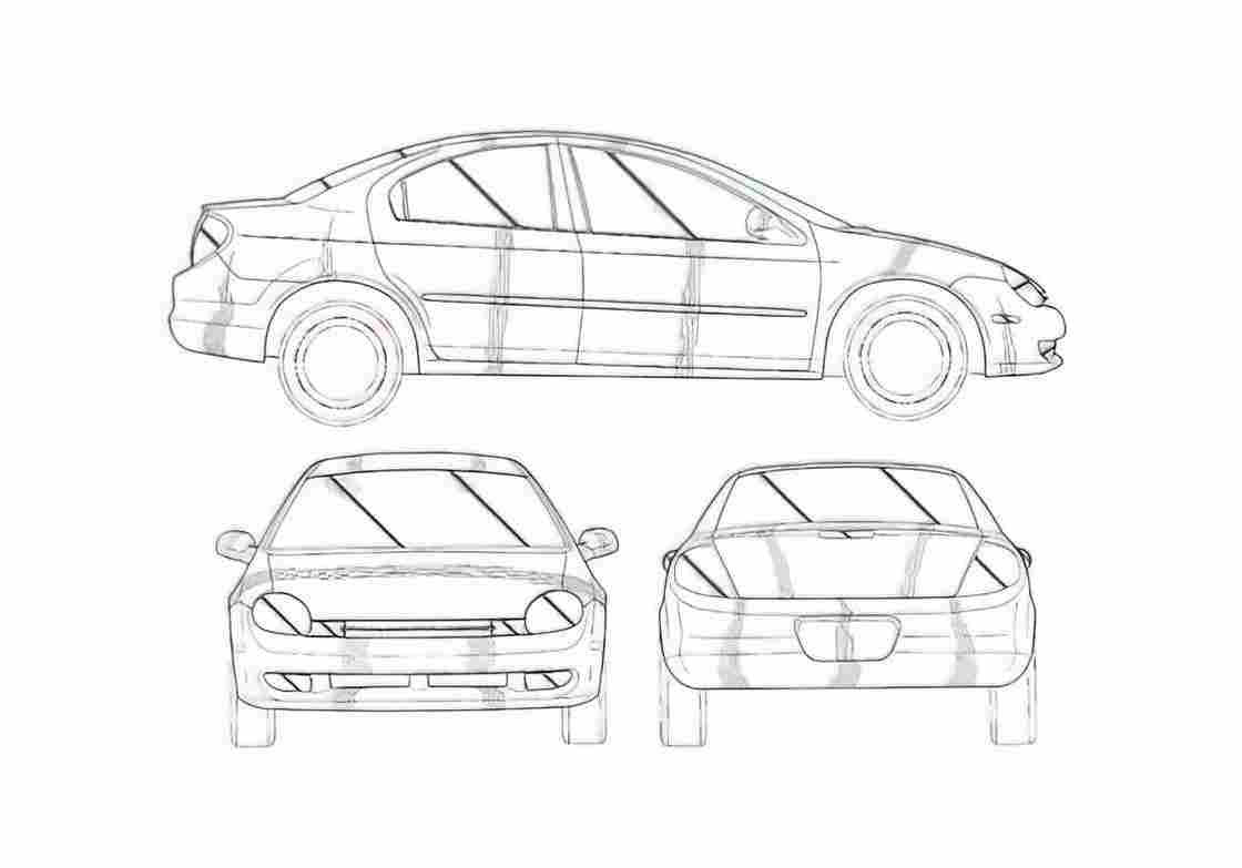 Blueprint Chrysler Neon Sedan 1995 A4 Photo Print