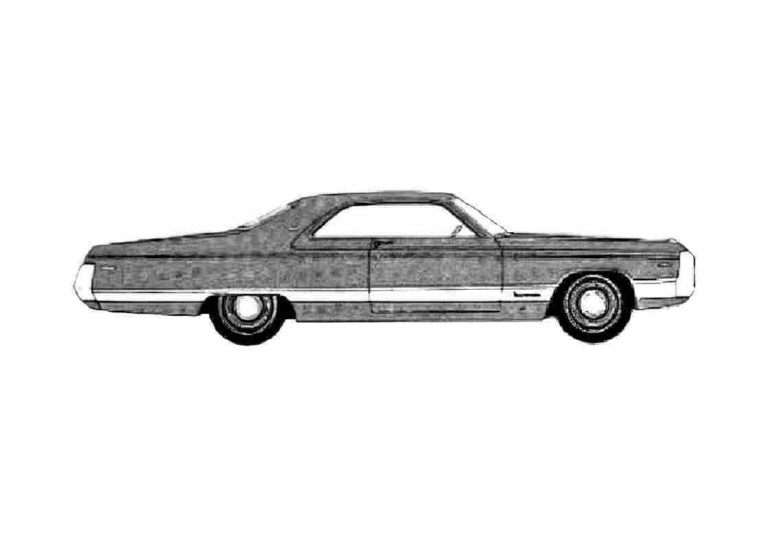 Blueprint Chrysler New Yorker 2 door Hardtop Coupe 1970 A4 Photo Print