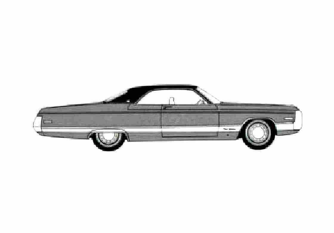 Blueprint Chrysler New Yorker 2 door Hardtop Coupe 1971 A4 Photo Print