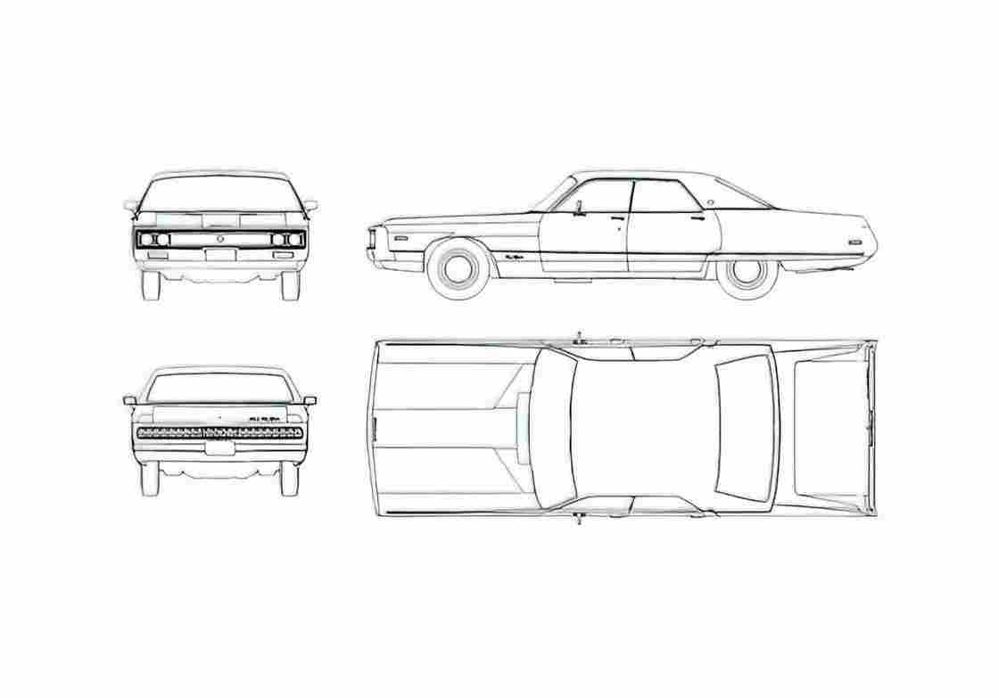 Blueprint Chrysler New Yorker Sedan 1971 A4 Photo Print