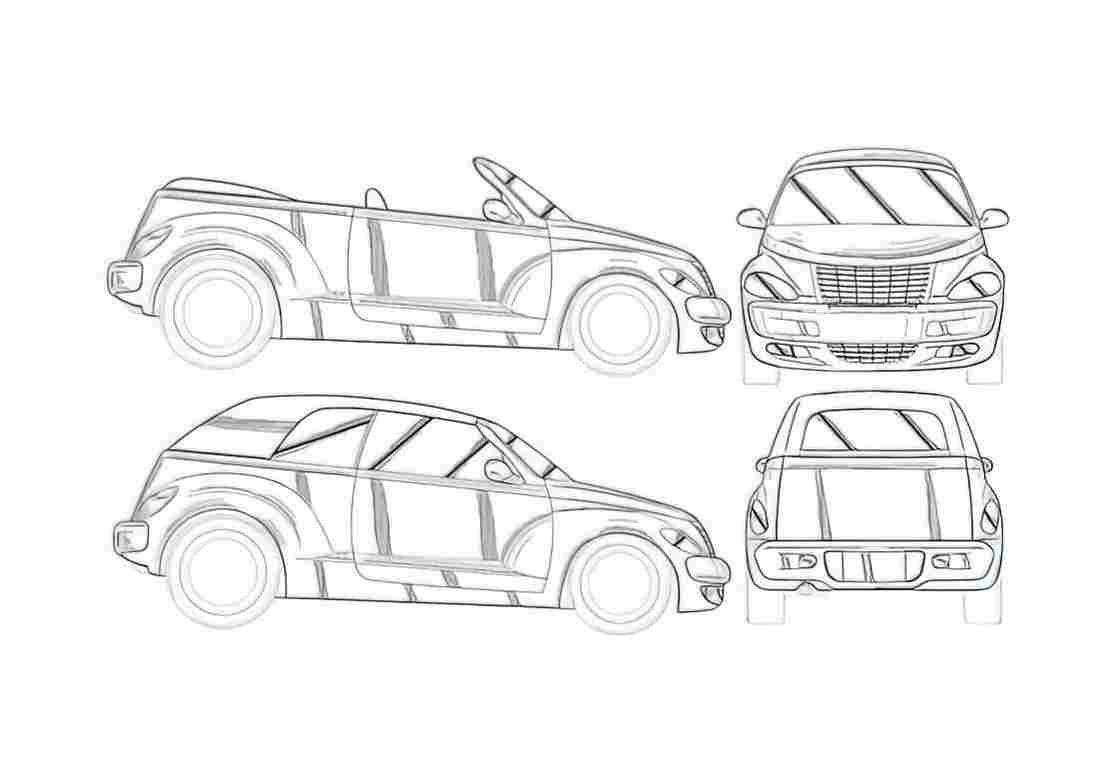 Blueprint Chrysler PT Cruiser Cabriolet 2005 A4 Photo Print