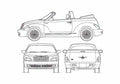Blueprint Chrysler PT Cruiser Convertible Cabriolet 2007 A4 Photo Print