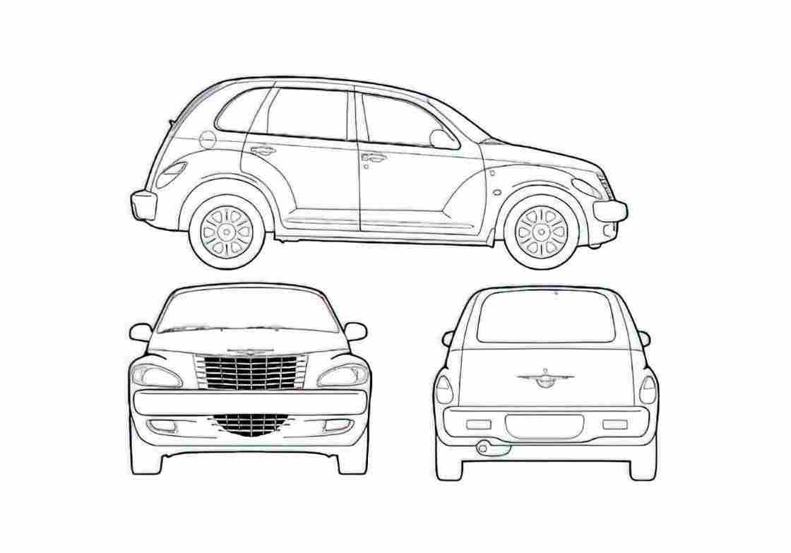 Blueprint Chrysler PT Cruiser Hatchback 2005 A4 Photo Print