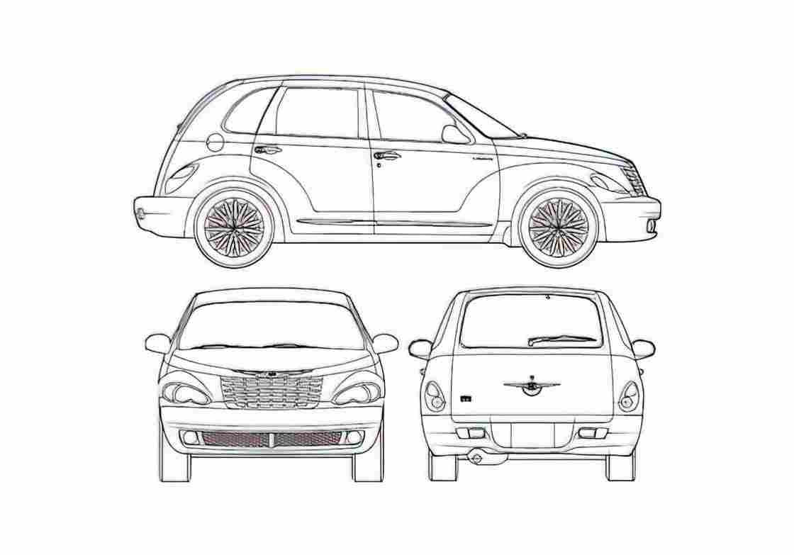 Blueprint Chrysler PT Cruiser Wagon 2007 A4 Photo Print
