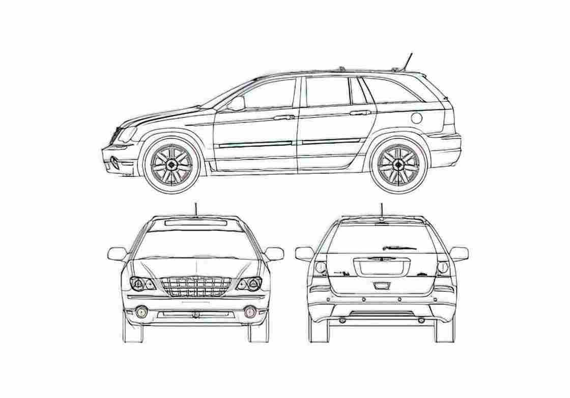 Blueprint Chrysler Pacifica SUV 2007 A4 Photo Print