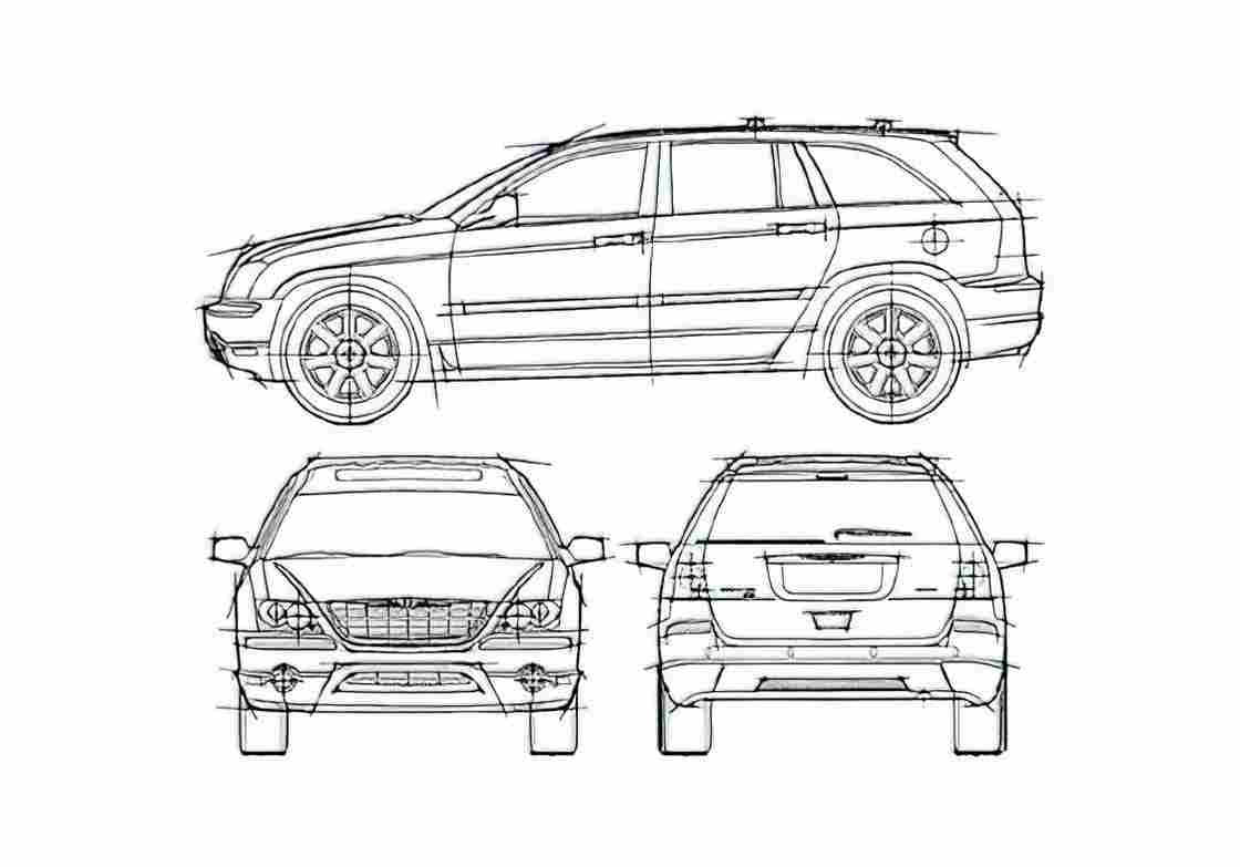 Blueprint Chrysler Pacifica Wagon 2005 A4 Photo Print