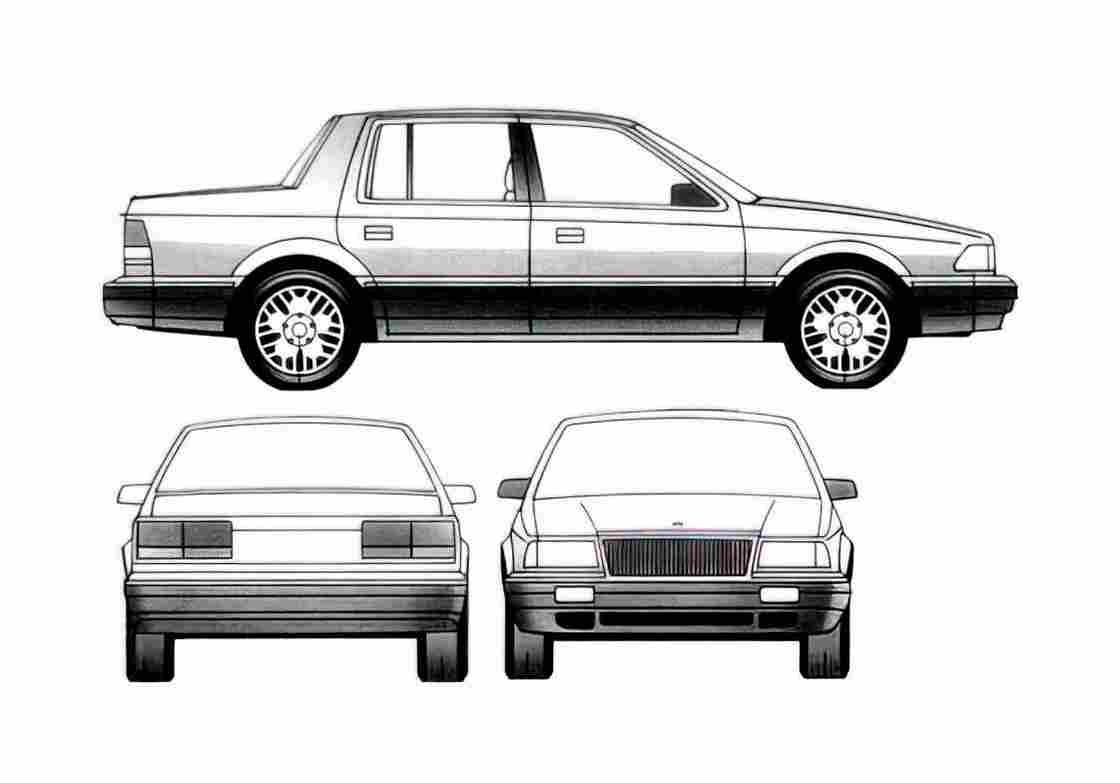 Blueprint Chrysler Saratoga Sedan 1990 A4 Photo Print