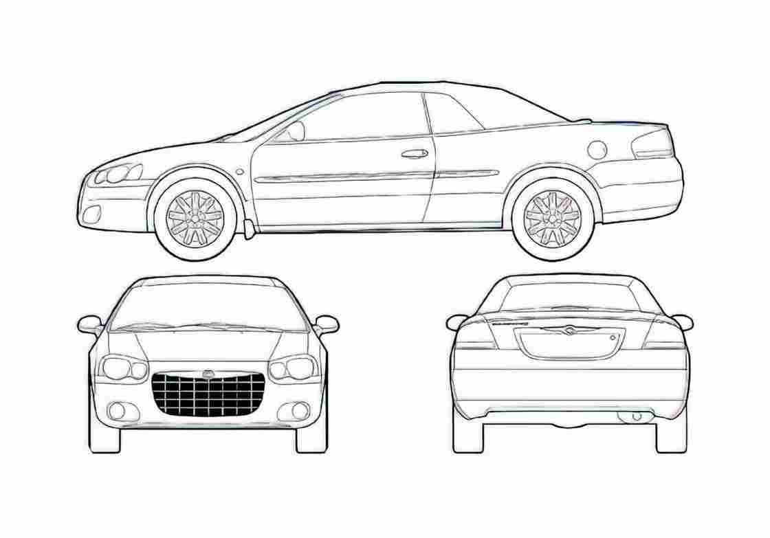 Blueprint Chrysler Sebring Cabriolet 2005 A4 Photo Print