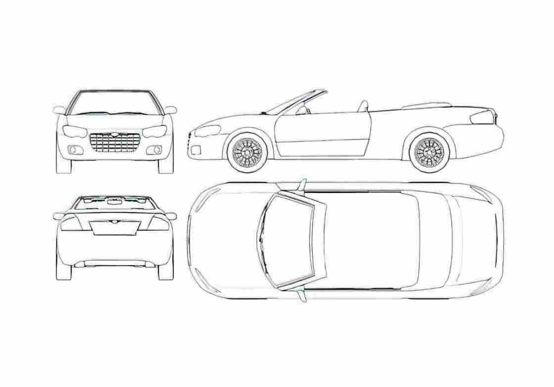Blueprint Chrysler Sebring Cabriolet 2006 A4 Photo Print