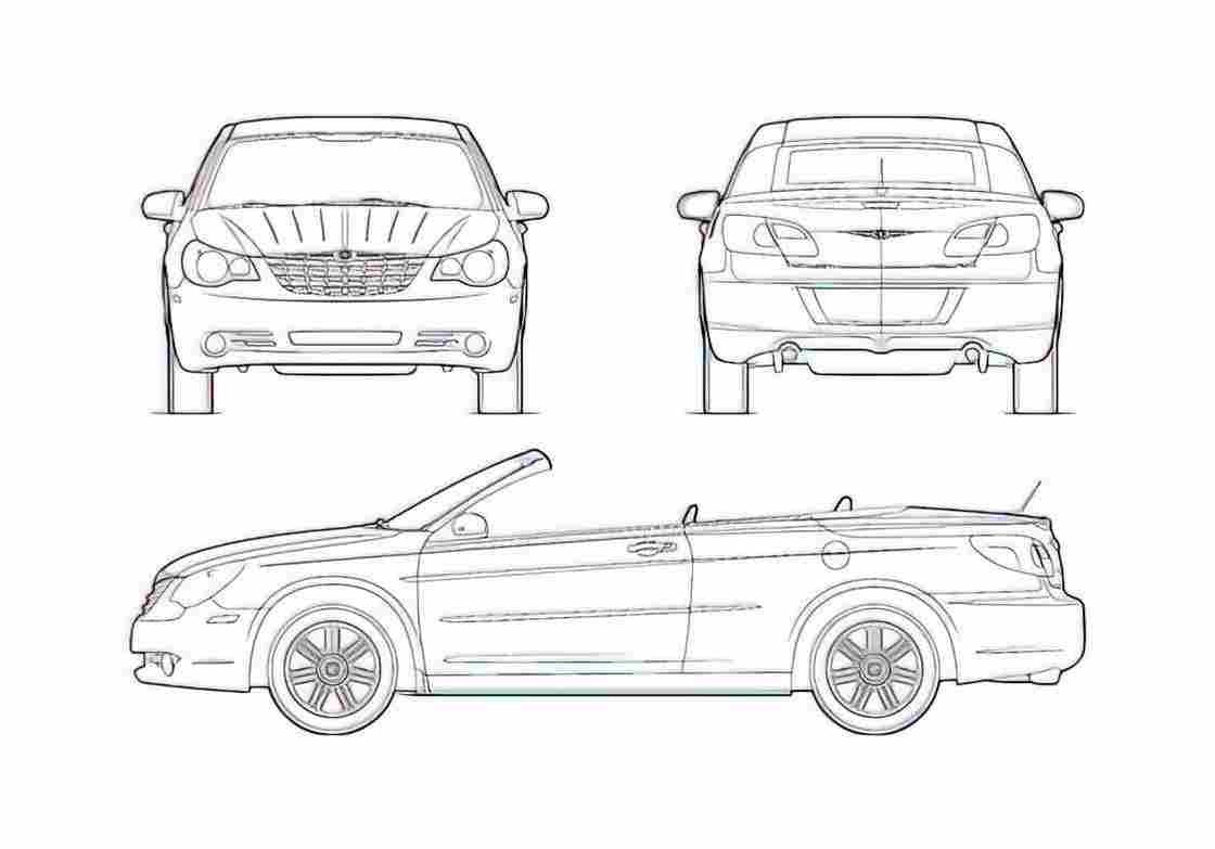 Blueprint Chrysler Sebring Cabriolet 2007 A4 Photo Print