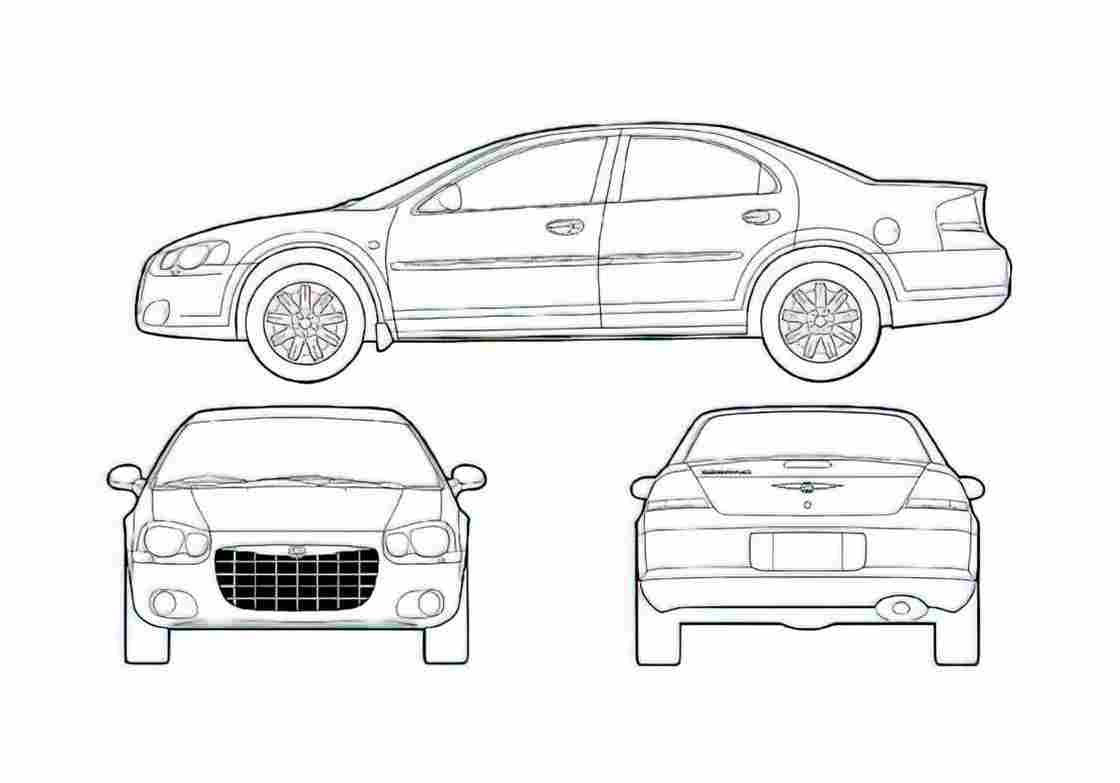 Blueprint Chrysler Sebring Sedan 2005 A4 Photo Print