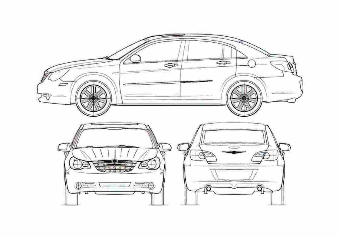 Blueprint Chrysler Sebring Sedan 2007 A4 Photo Print