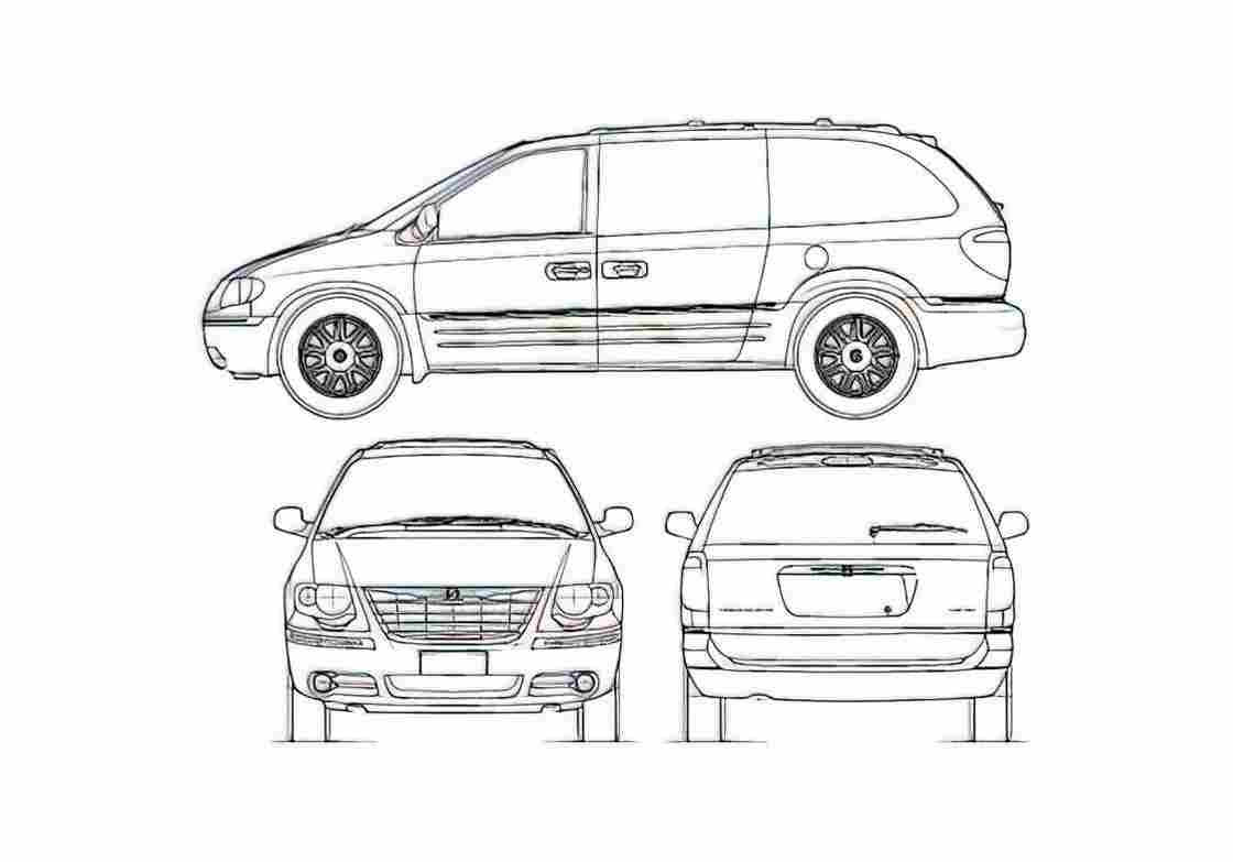 Blueprint Chrysler Town and Country Minivan 2007 A4 Photo Print