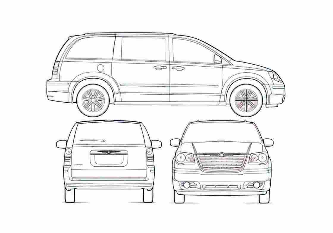 Blueprint Chrysler Town and Country Minivan 2008 A4 Photo Print