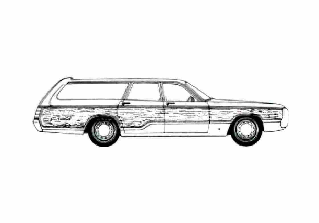 Blueprint Chrysler Town and Country Wagon 1971 A4 Photo Print