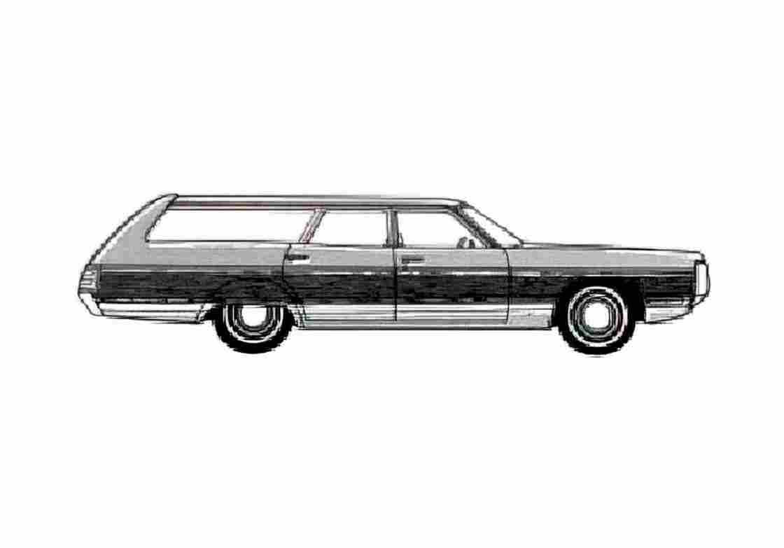 Blueprint Chrysler Town and Country Wagon 1972 A4 Photo Print