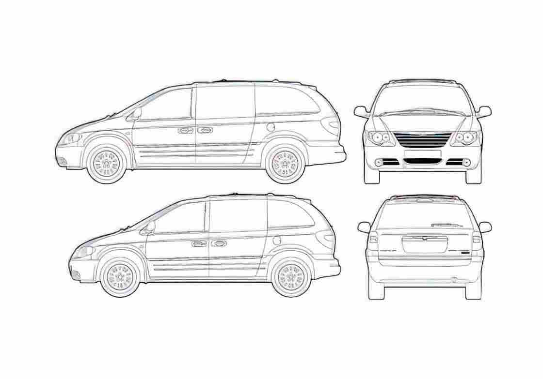 Blueprint Chrysler Voyager Minivan 2005 A4 Photo Print