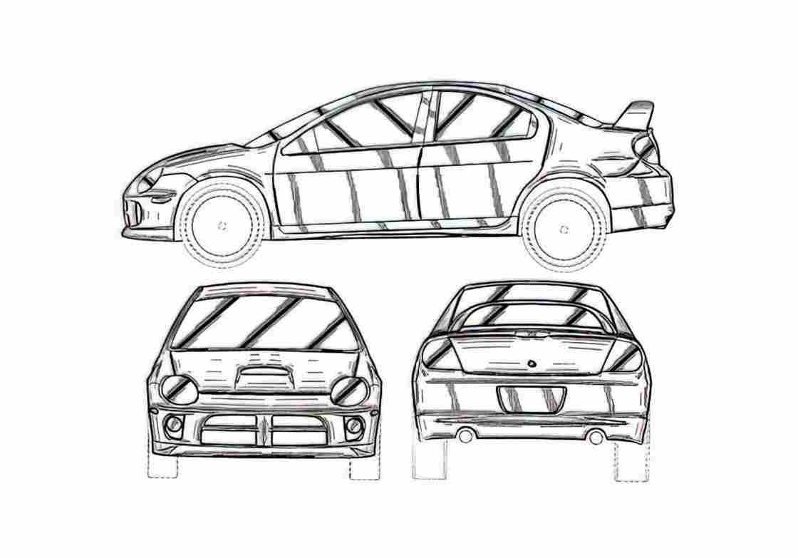 Blueprint Chrysler neon race Sedan 2000 A4 Photo Print