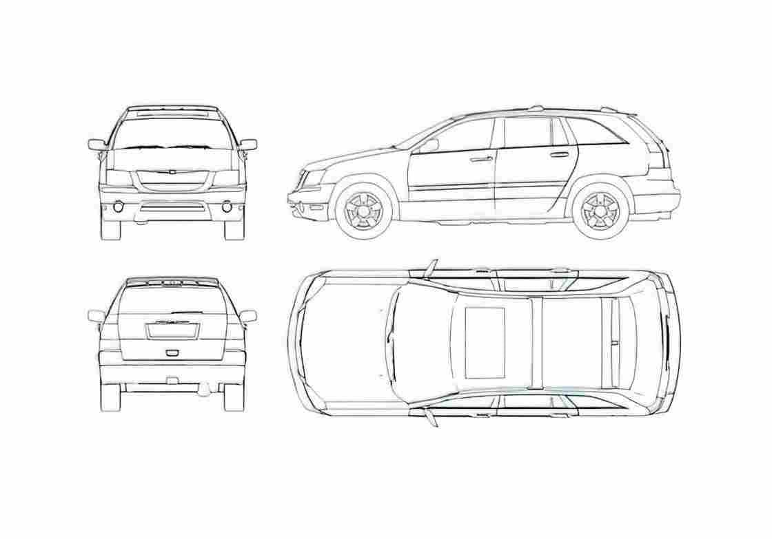 Blueprint Chrysler pacifica Wagon 2007 A4 Photo Print