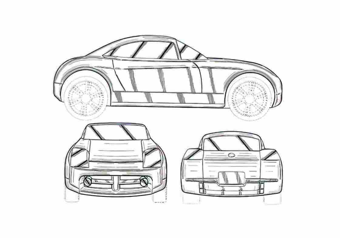 Blueprint Chrysler proto 02 Sedan 2003 A4 Photo Print
