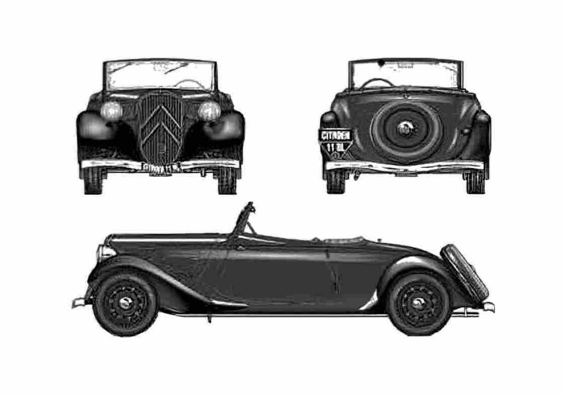 Blueprint Citroen 11BL Traction Avant Cabriolet 1939 A4 Photo Print