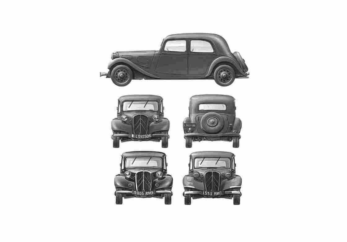 Blueprint Citroen 11CV Traction Avant Sedan 1940 A4 Photo Print